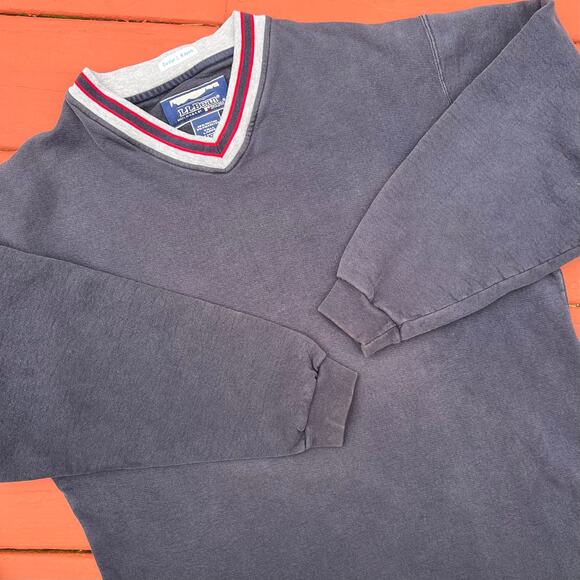 Vintage LL Bean Russell Athletic Single V Neck Blue Blank Sweatshirt Essential L - Picture 3 of 9